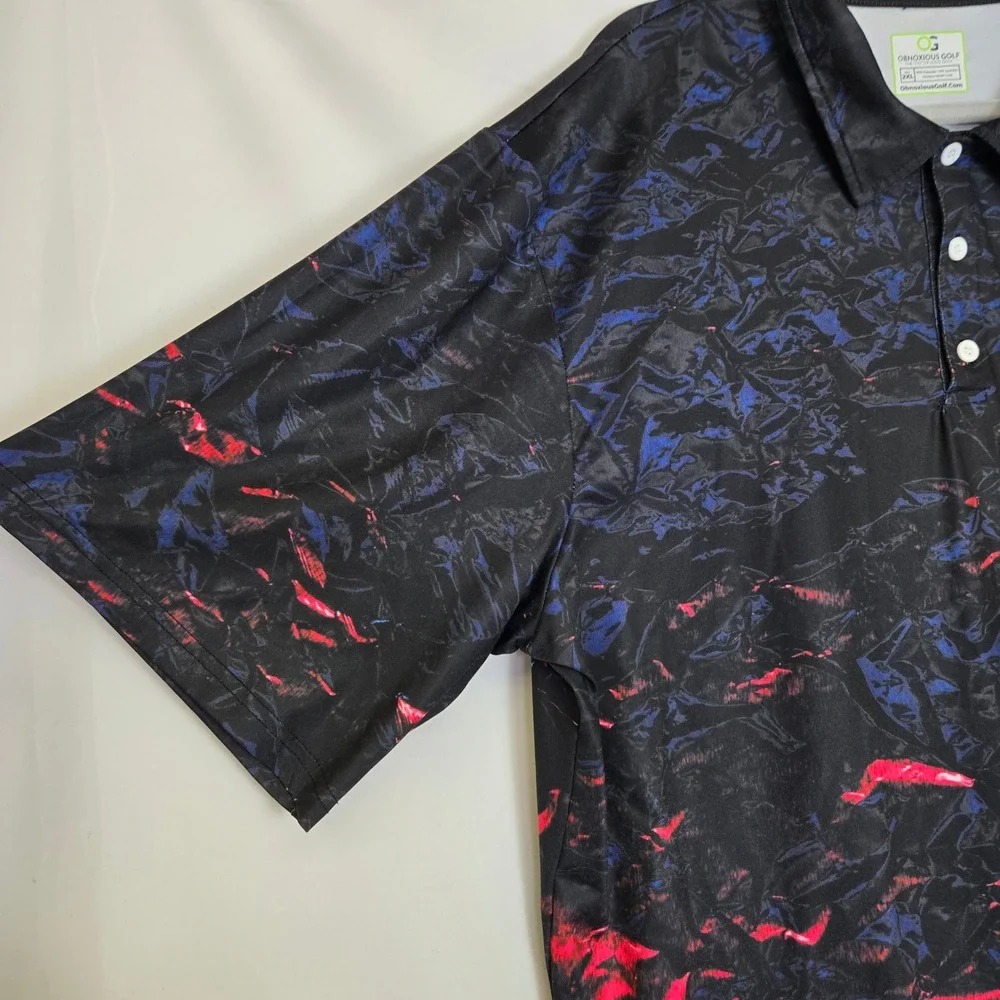 Obnoxious Golf‎ The Lava Short Sleeve Performance Golf Polo Athletic Fit AOP 2XL