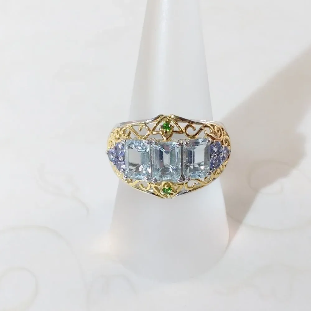 Aquamarine & Tanzanite 3.2 cttw Blue Size 8