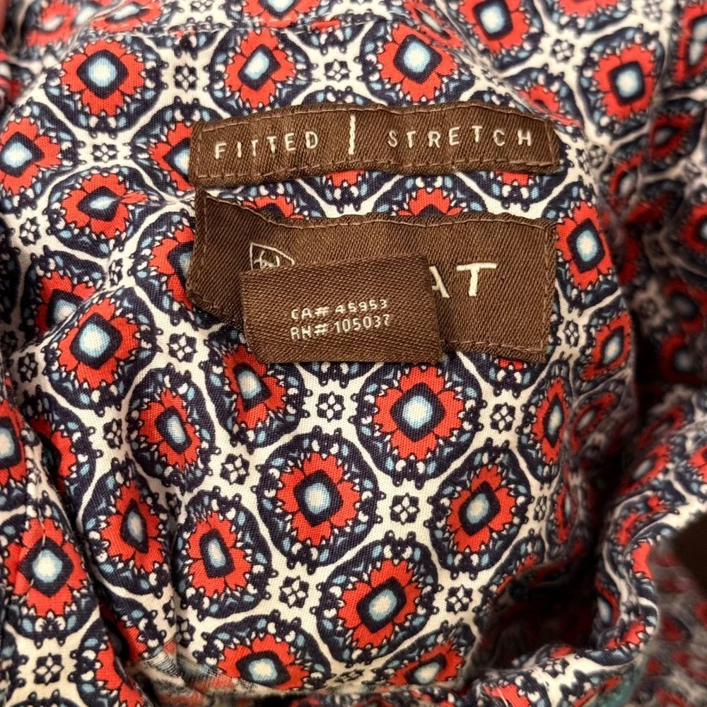 Ariat Shirt Button Down Geometric Medallion Embroidered Red Blue Mens XL