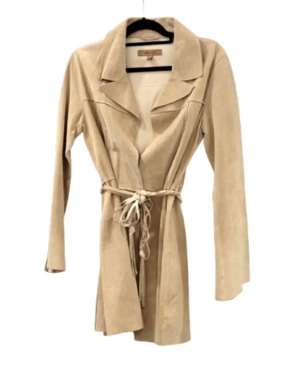 ARDEN B- TAN SUEDE BELTED TRENCH JACKET Vintage Y2K Western Size MEDIUM