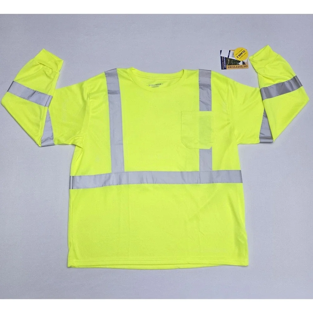 Bass Creek Outfitters Hi Vis Long Sleeve Shirt Neon Yellow Class 3 2XL BO451167