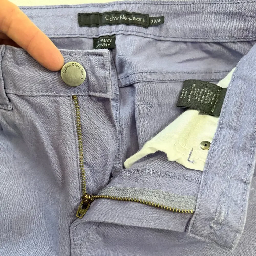 Calvin Klein Jeans Women 29/8 Ultimate Skinny Lavender Purple Colored Denim Pant