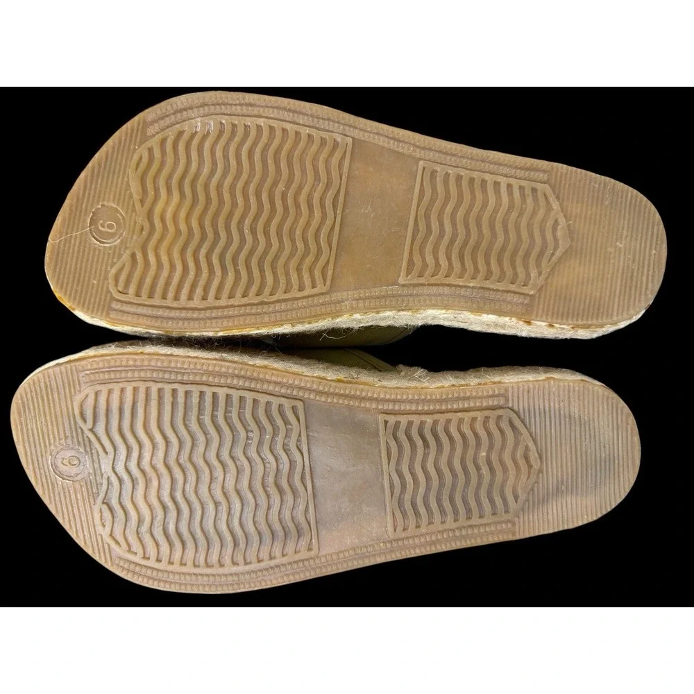 Womens‎ Espadrille Platform Sandals Size 6 Beige Canvas Jute Thong Slip On