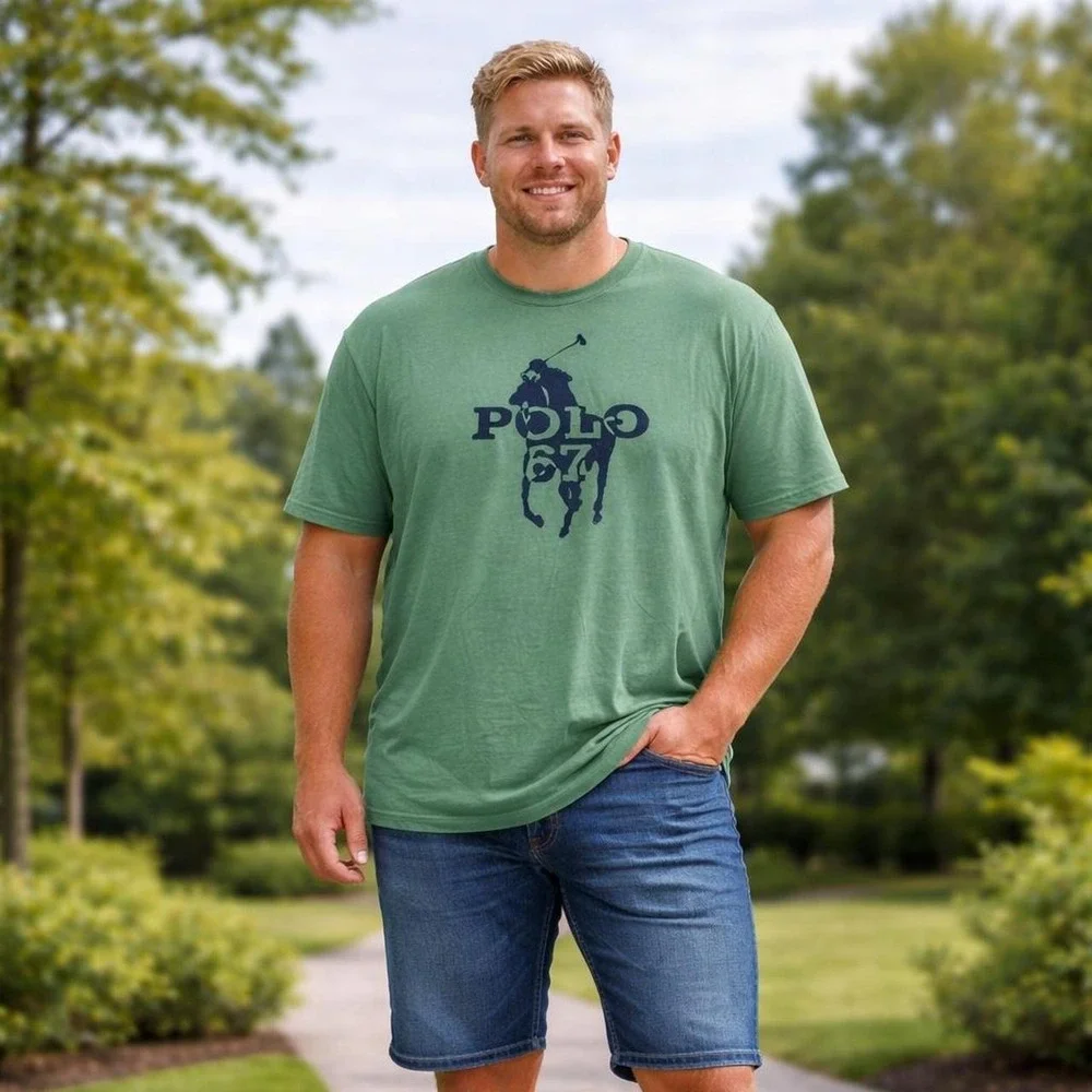 Polo Ralph Lauren Men's 3XB Green Heather Polo 67 Graphic T-Shirt Big & Tall Tee