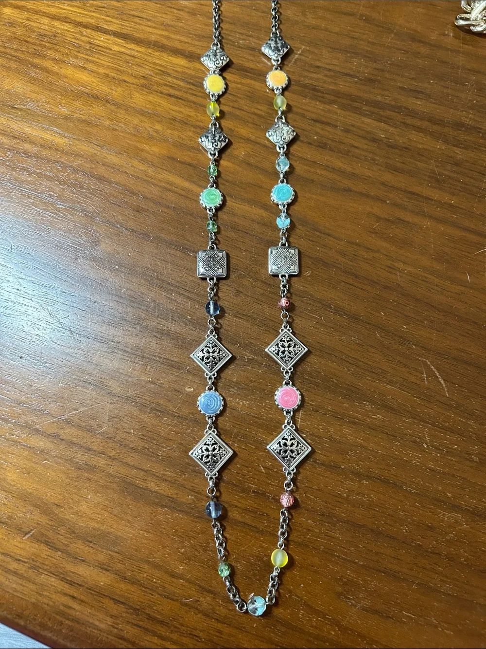 Brighton Multicolor Beaded Silver-Tone Long Necklace NWOT