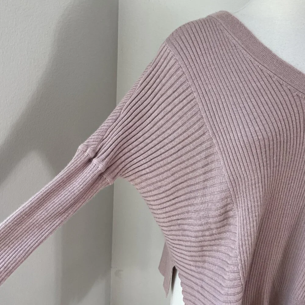 AllSaints Sweater Womens Small Pink Keld Olivo V Neck Asymmetrical‎ Hem Knit