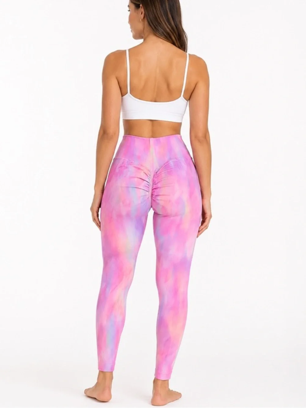 Pink Tie-Dye Scrunch-Back Leggings