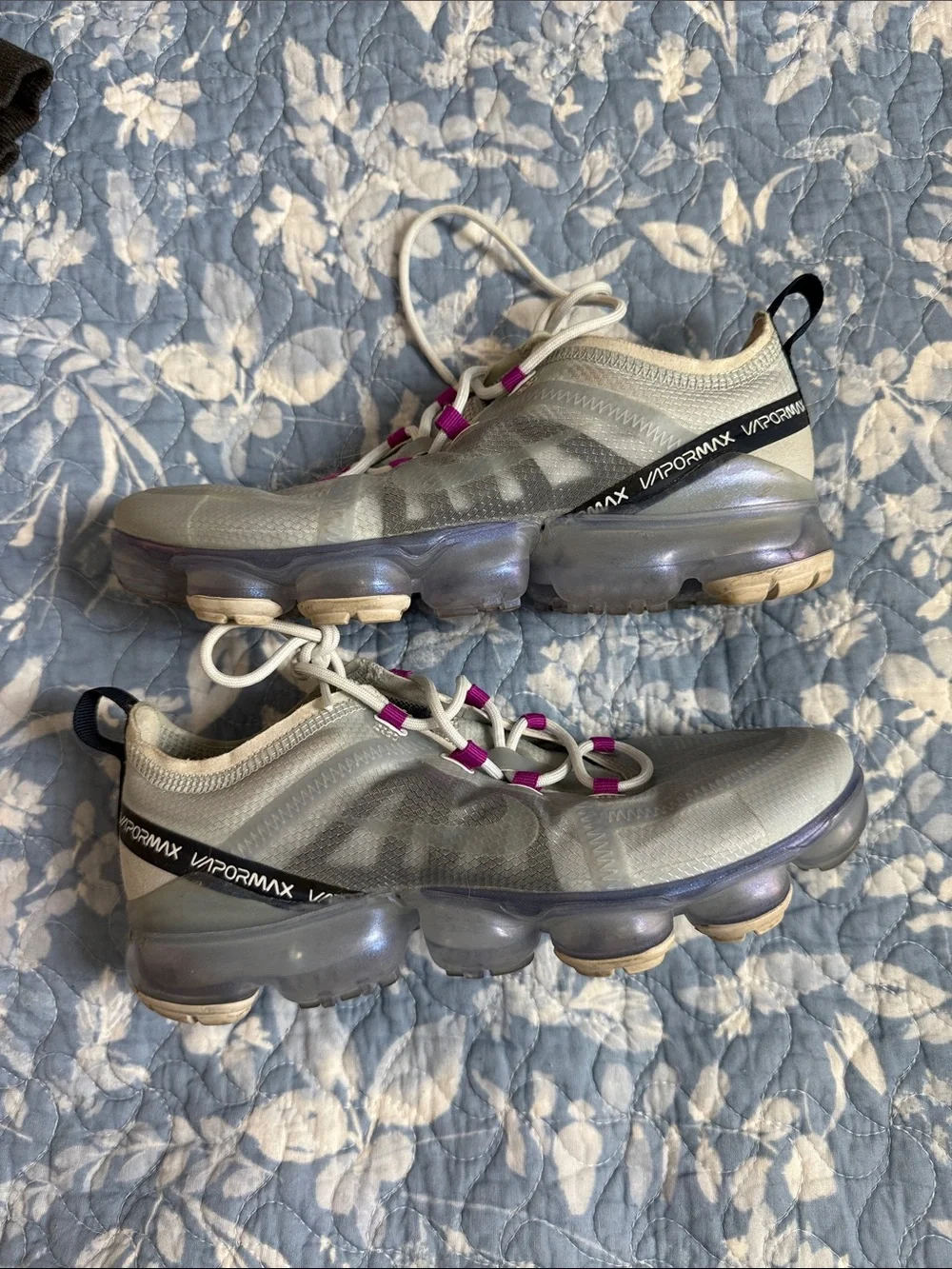 Nike VaporMax Sneakers - Gray with Purple Accents