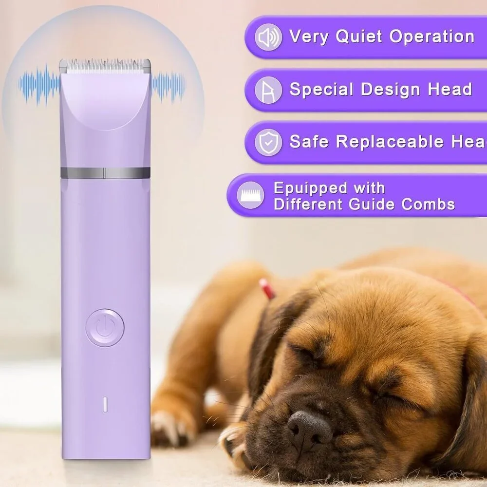 Pet Grooming Clippers Kit Electric Rechargeable Cordless Quiet Trimmer 4-in-1