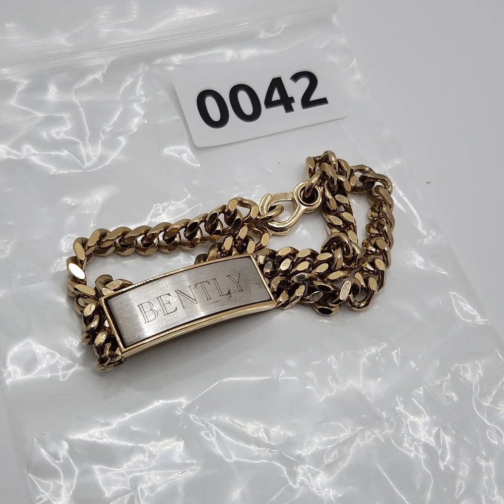 Vintage Speidel ID Bracelet Gold Tone Engraved BENTLY  6.75