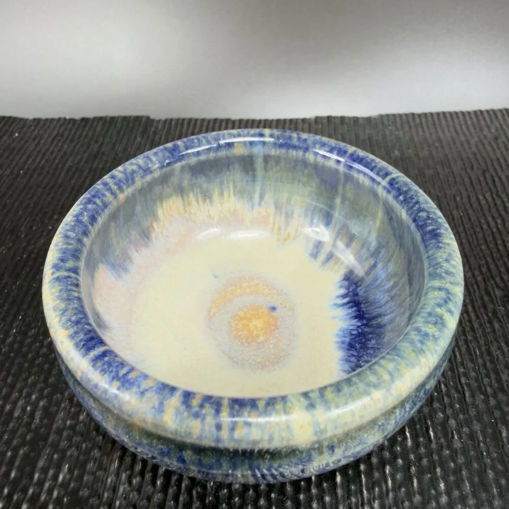 Hand Made Stoneware Pottery 3”across artist glaze