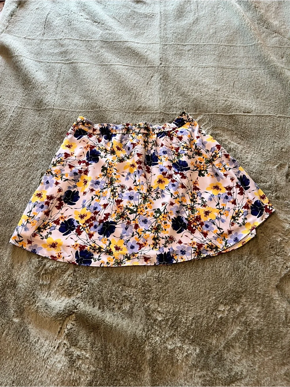 Banana Republic Floral Smocked Mini Skirt - Pockets Cream, Blue & Yellow