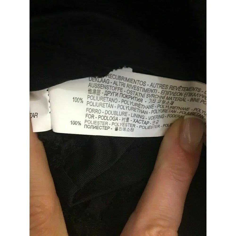 Zara Womens Solid Black Faux Leather Trim Pencil Skirt Small