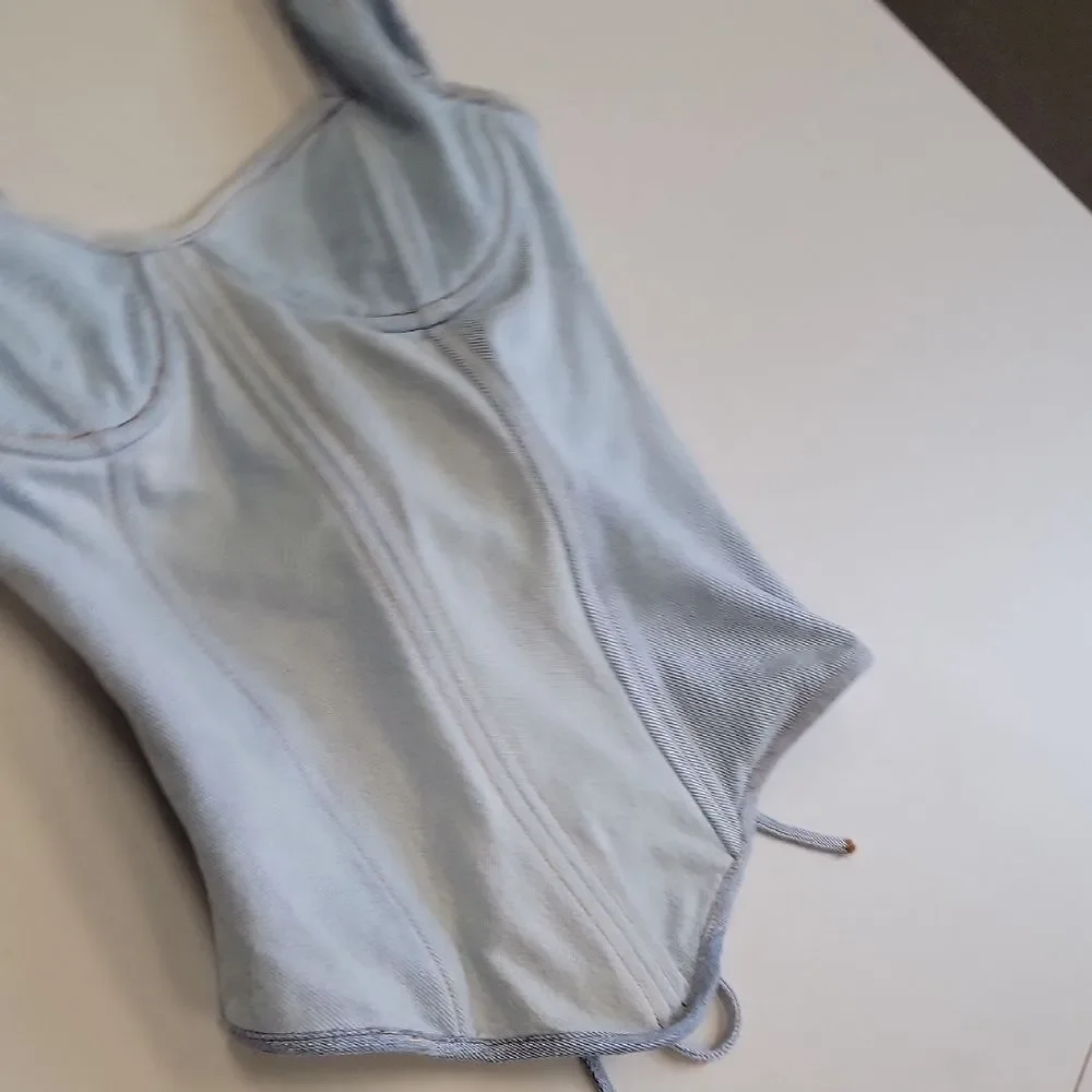 EB Denim Fairygrunge Corset Fitted Tank Top Blue Size S Y2K
