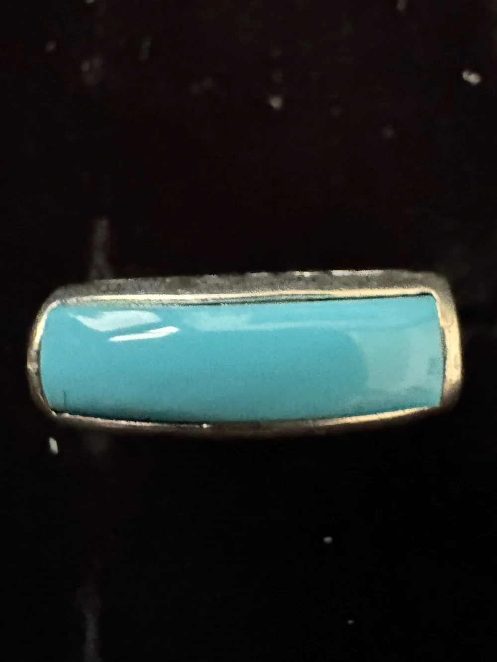 Turquoise Enamel Women’s Ring - Sleek Silver Accent