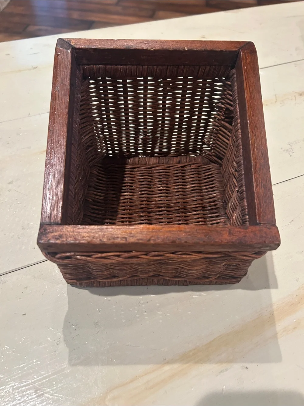 Vintage Brown Woven Square Storage Basket - Home Accents
