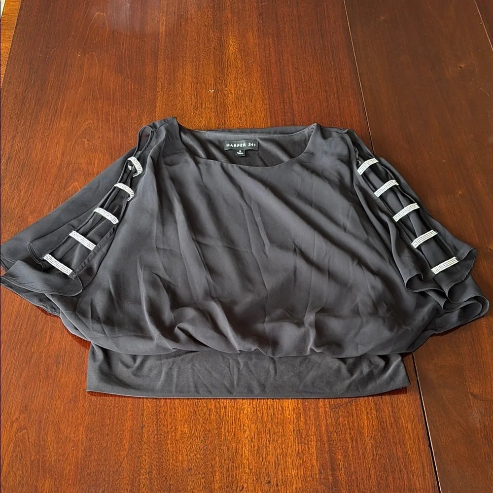Harper Black Crop Blouse