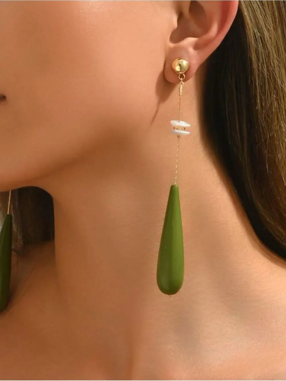 Olive Drop Earrings N1489