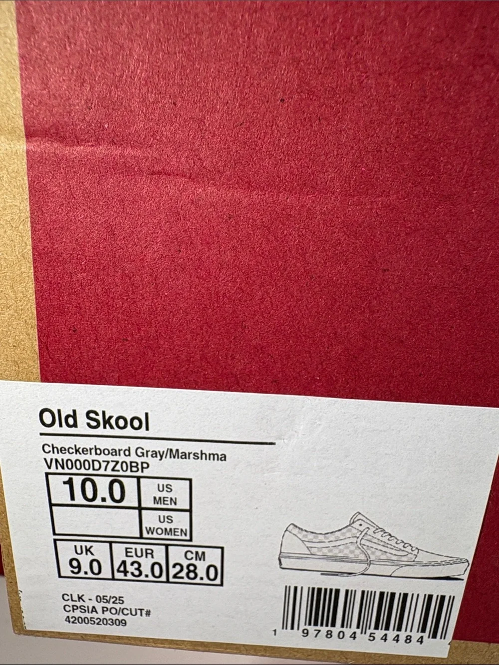 Vans Classic Old Skool Checkerboard Sneakers Men’s 10