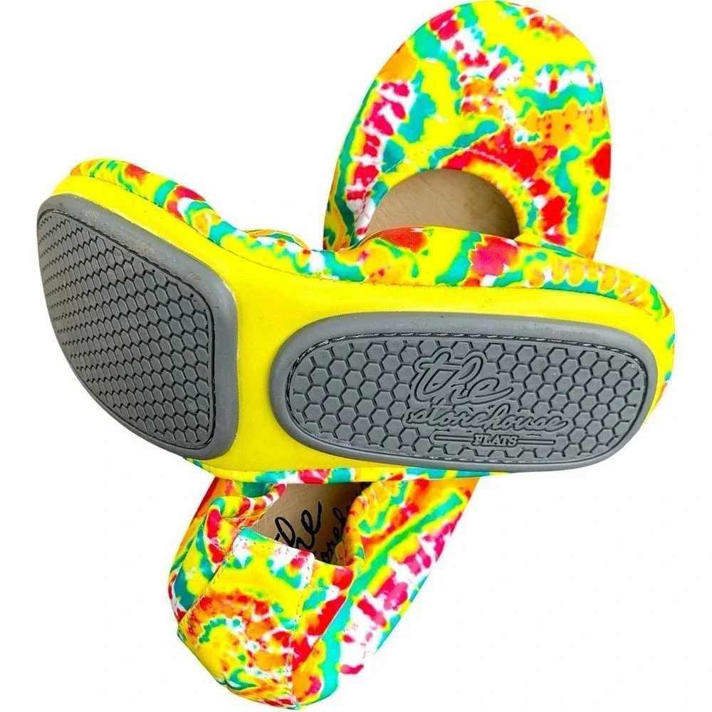 Storehouse‎ Foldable Leather Ballet Flat Summer Breeze Yellow Tie Dye Shoes 7