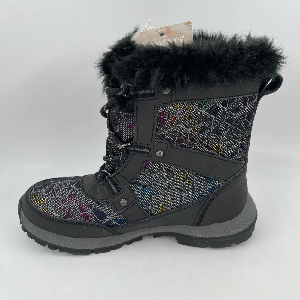 NWT! Bearpaw Big Kids Multicolor Fur Trimmed Wool Lined Winter Boots - Size 3 Y
