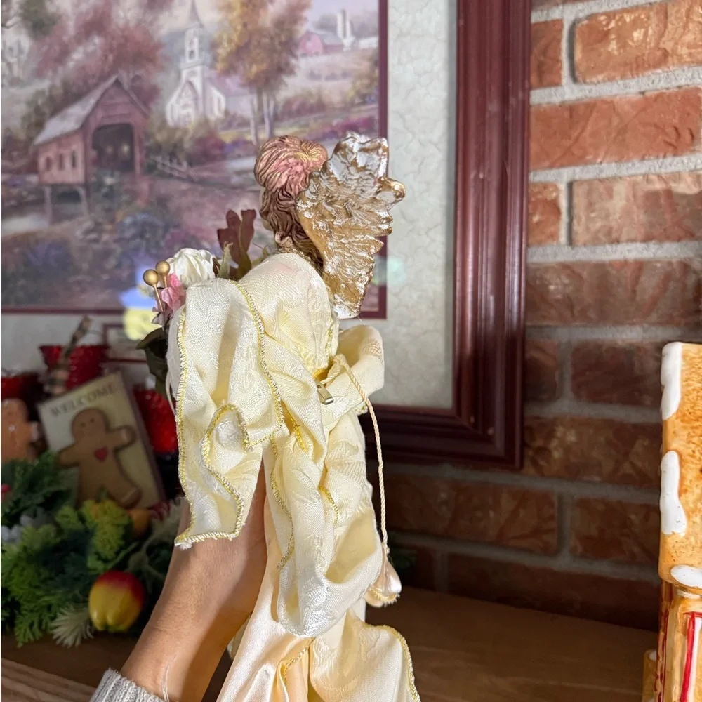 Vintage 1993 Large Porcelain Elegant Cream and Gold Angel Figurine