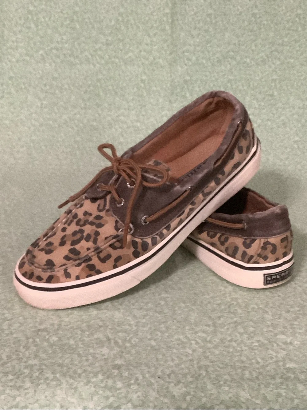 Sperry Women’s Distressed Leopard Print Boat Shoes - Brown/Tan Size 8