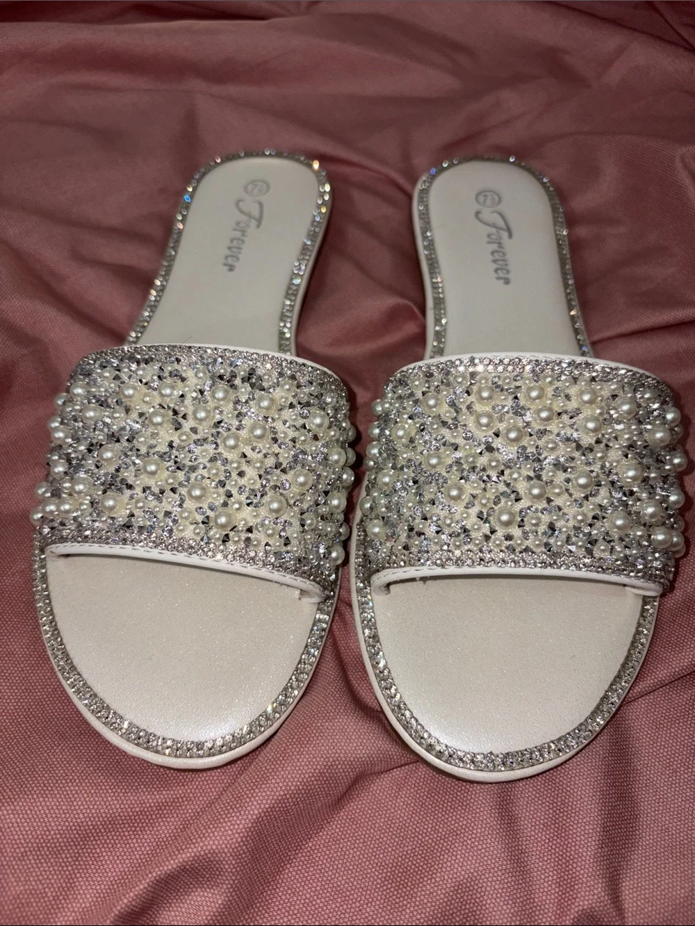 Forever 21 Ivory Pearl & Crystal sandals