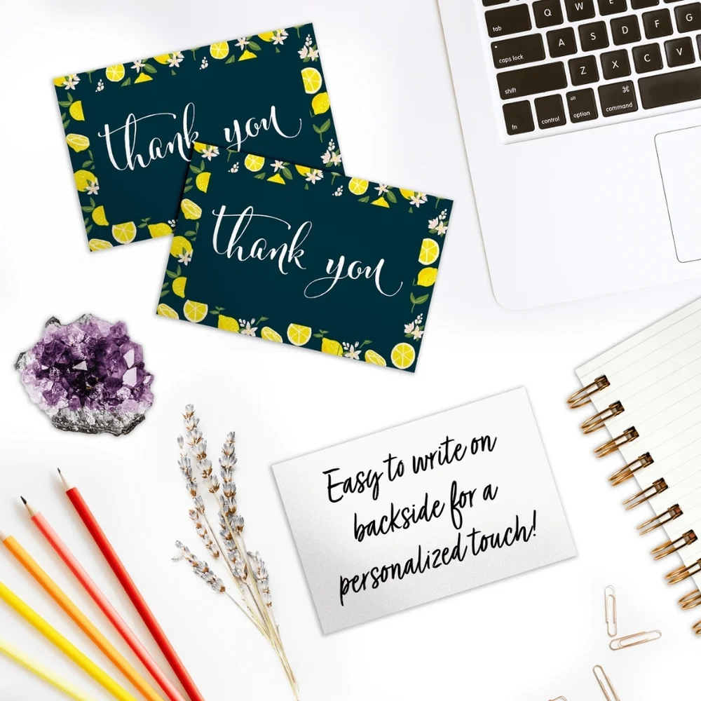 25 Pack Thank you Cards Lemons Insert Cards 4x6