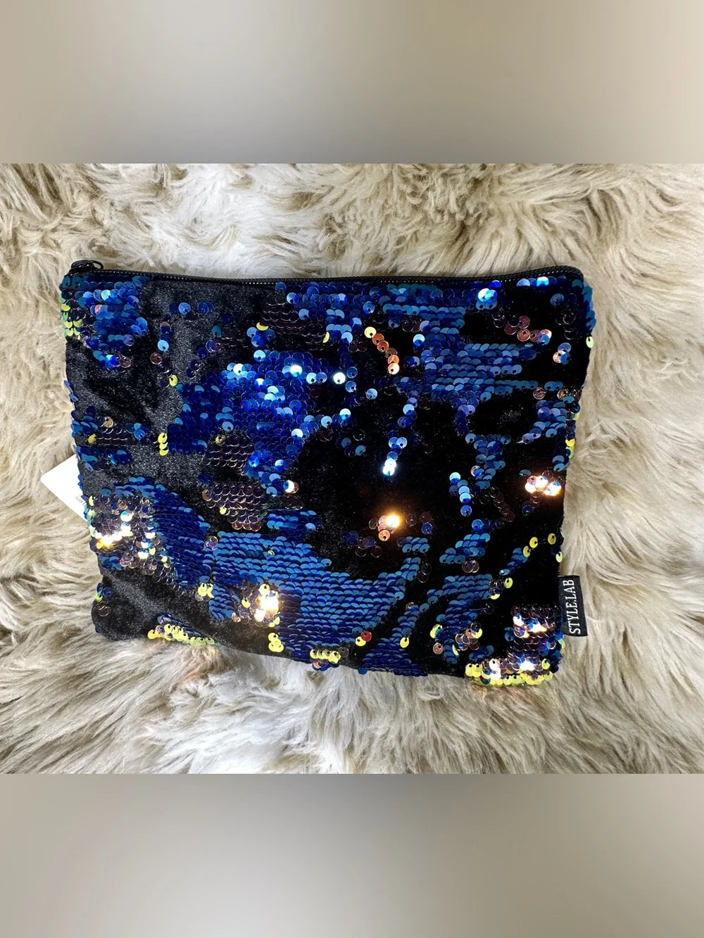 Fashion Angels Style Lab Reversible Sequin Velvet Pouch Bag Gold Blue NWT