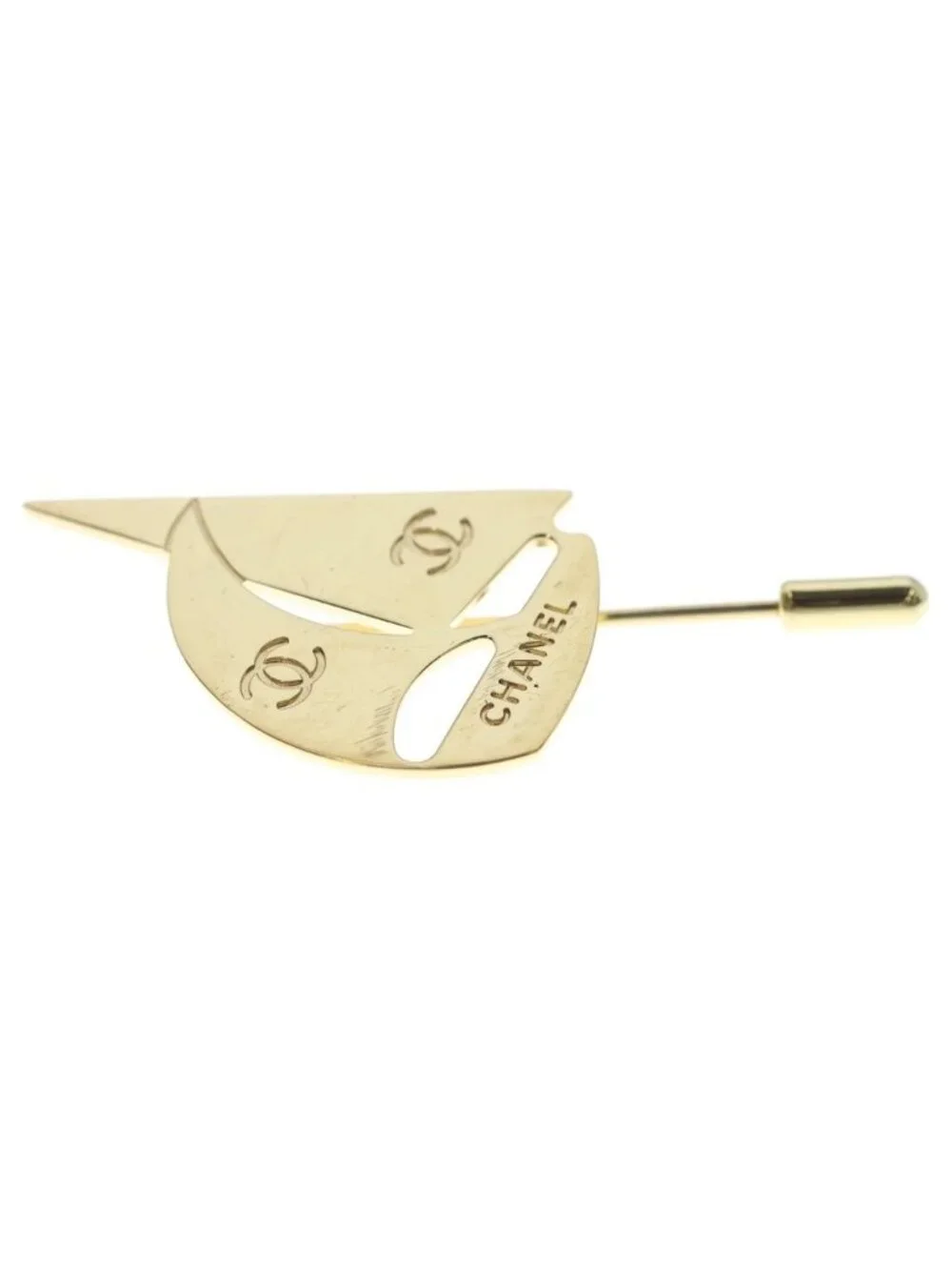 Chanel CC Logo Yacht Pin Badge Brooch Gold