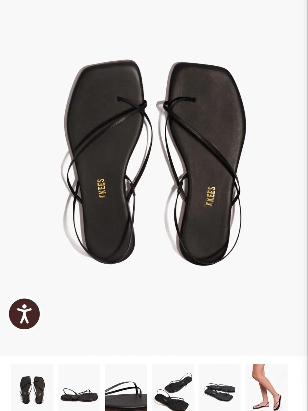TKEES Black Minimal Strappy Square-Toe Sandals