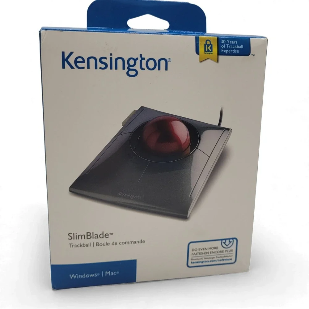 Kensington SlimBlade Trackball Mouse K72327U Wired USB Ergonomic‎ Design – Black