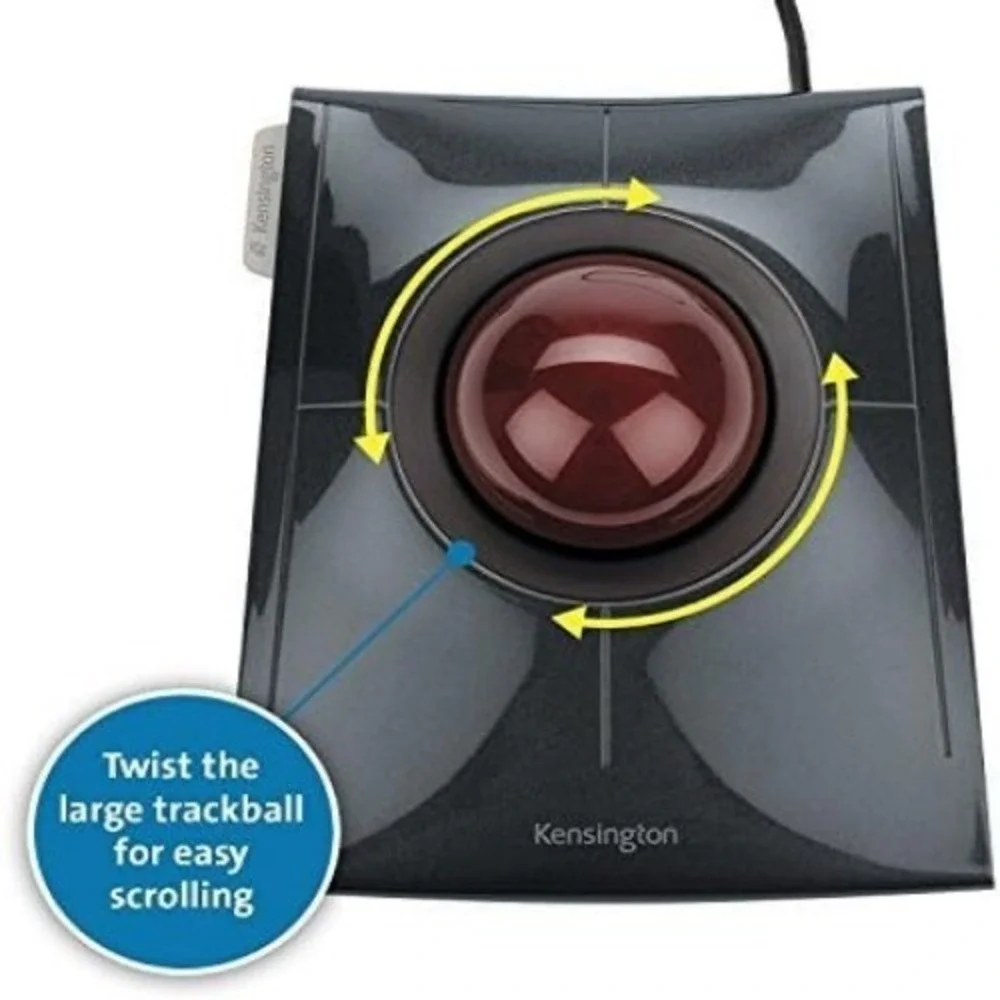 Kensington SlimBlade Trackball Mouse K72327U Wired USB Ergonomic‎ Design – Black