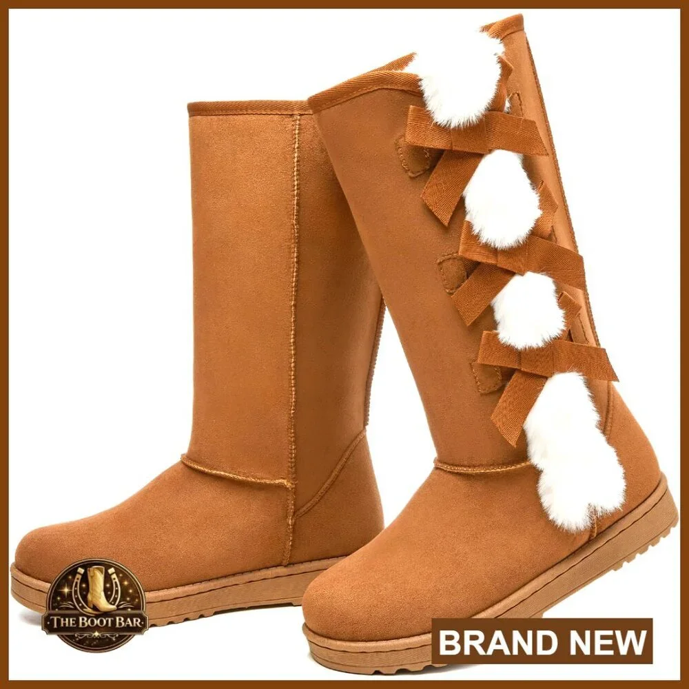 Faux Suede Mid Calf Snow Boots Fuzzy Lined Comfortable Winter Booties Classic