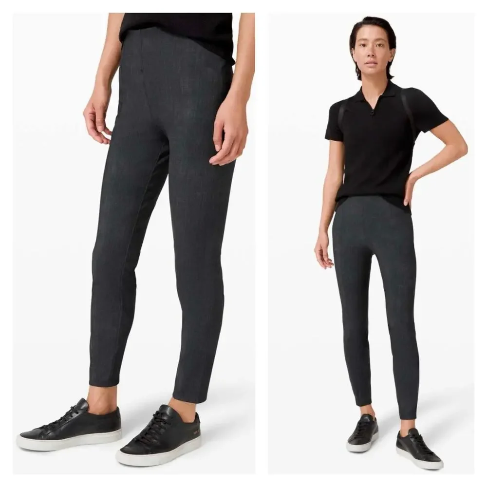 Lululemon Here To There Pants Size 6 High Rise 7/8 Black Crosshatch Trouser