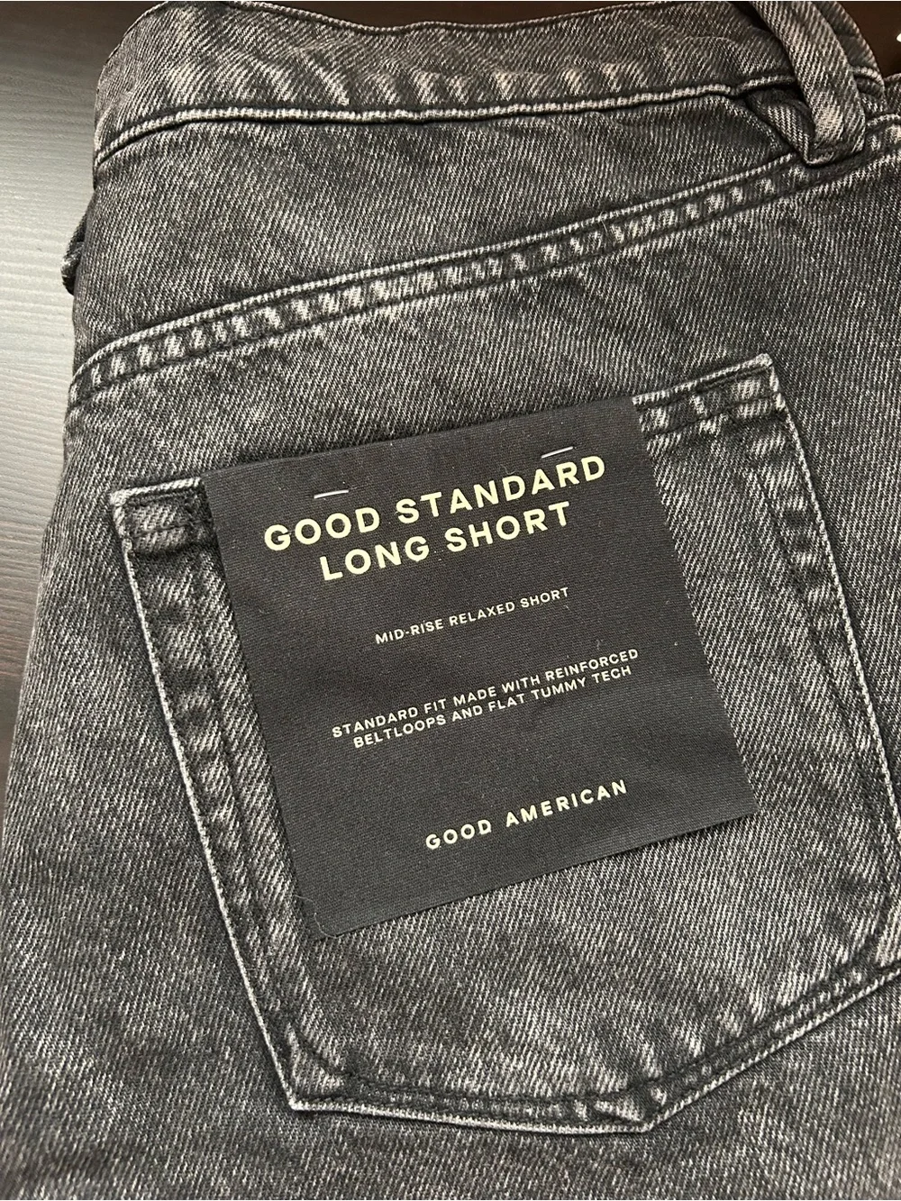 Good American Good Standard Long Shorts - Washed Black High-Rise
