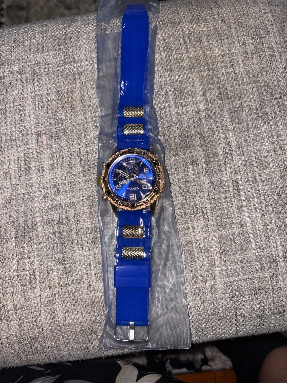 Geneva Blue and Gold Sport Chronograph Watch