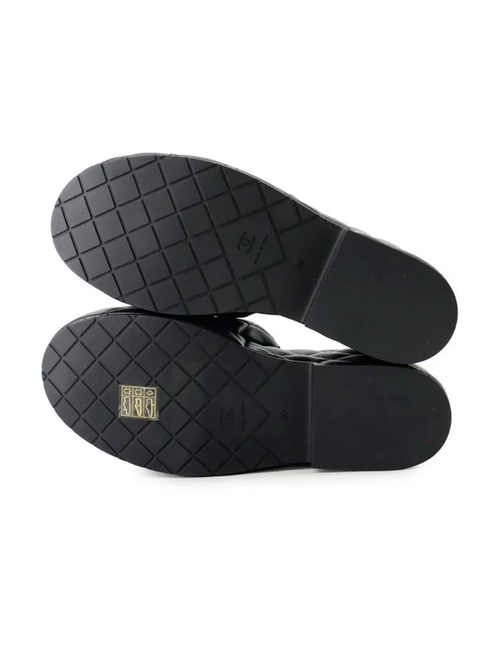 Chanel Sandals CC Logo Quilted Wedge Sole Lambskin 38c Shoes Black