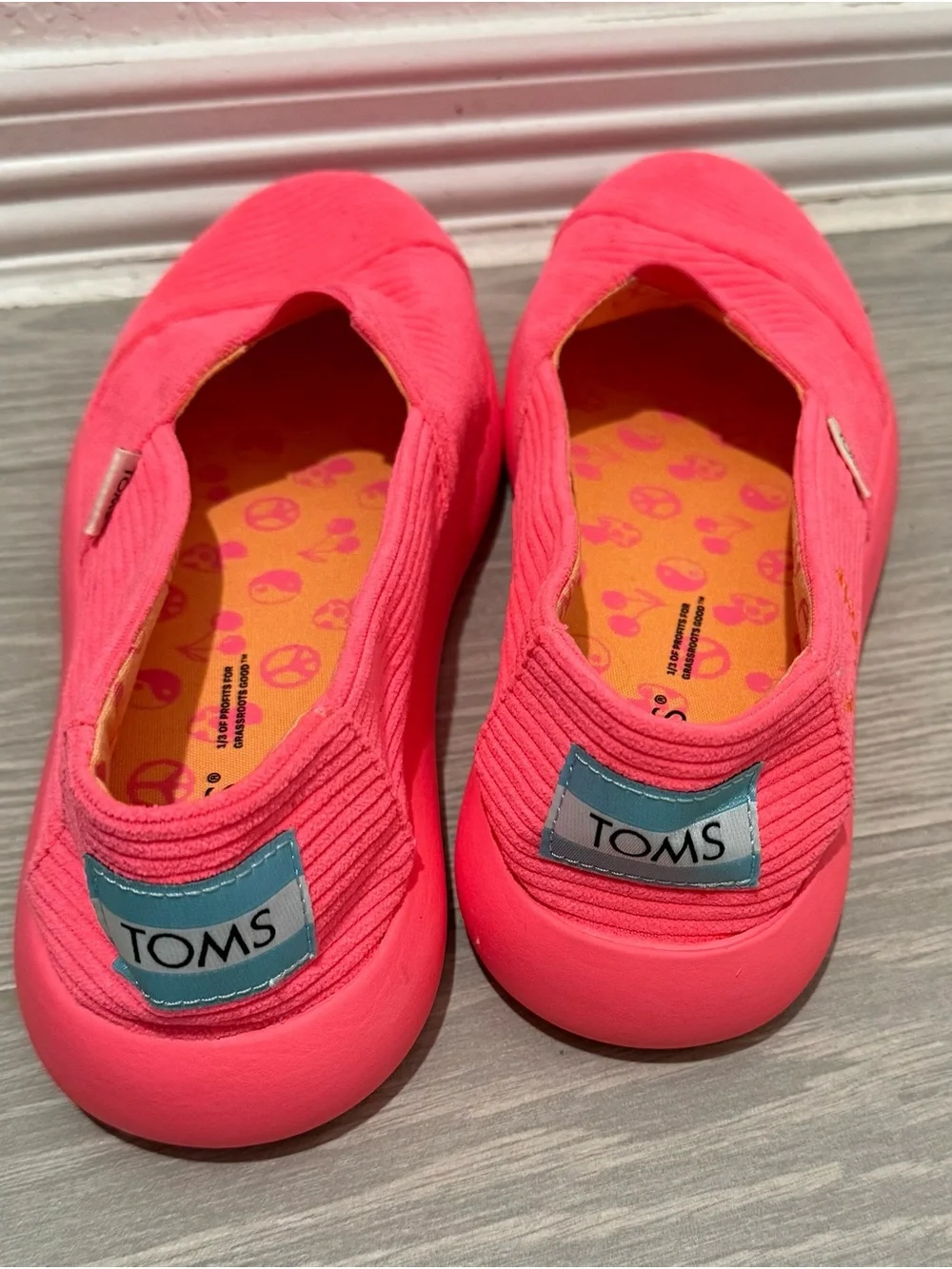 TOMS Women’s Slip-On Corduroy Flats in Hot Pink