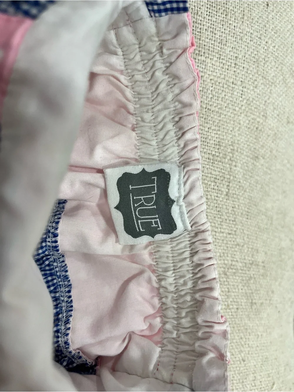 Girls Pink & Navy Ruffle Bib-Style Swim Set with Seahorse Embroidery
