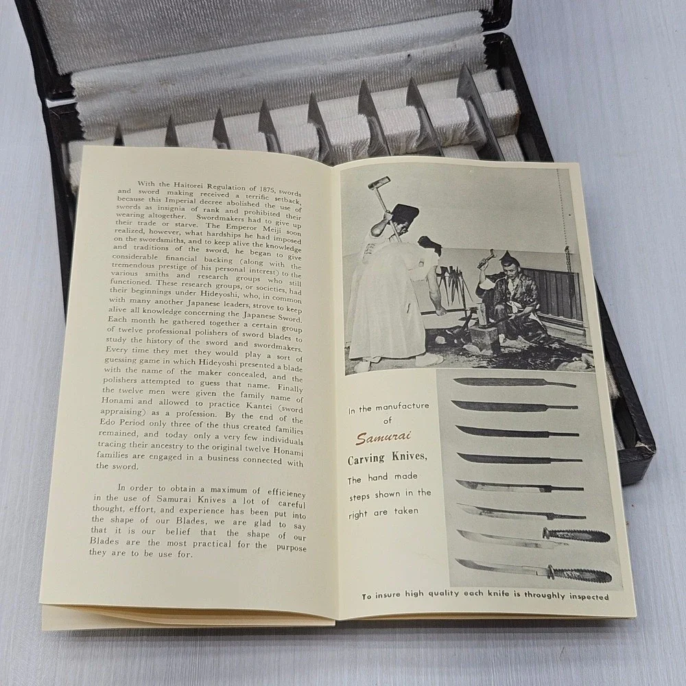 Vintage Samurai Cutlery 8 Piece Steak Knife Set Pioneer Products Japan with Case