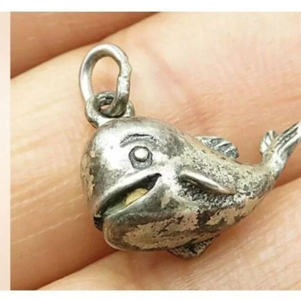 Whimsical‎ Whale Charm Pendant Sterling Silver Cute Nautical Ocean Animal