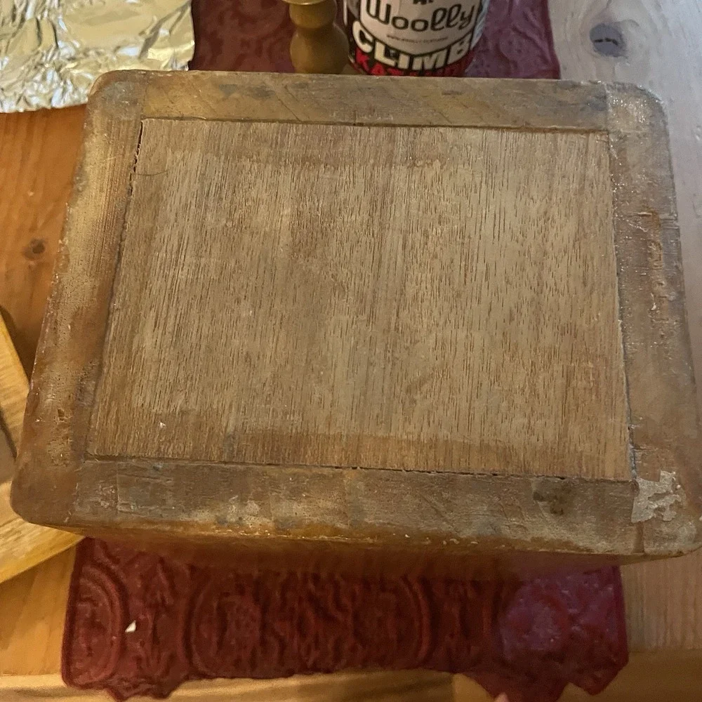 Vintage Wood Cookie Rectangle Canister with Lid Made In USA 9