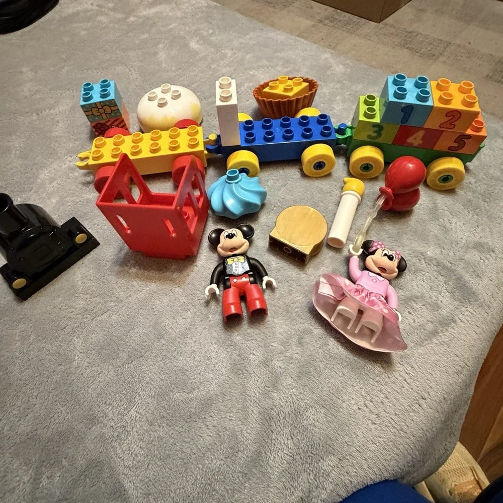 LEGO DUPLO Disney Mickey Minnie Birthday‎ Train Set Lot Cake Balloon Incomplete