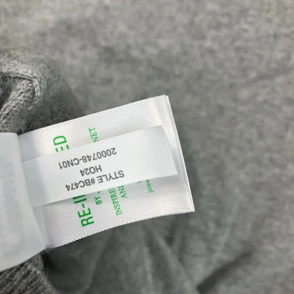 J Crew Cashmere Hoodie Mens L Gray Waffle Knit Minimalist Luxury Sweater BC474