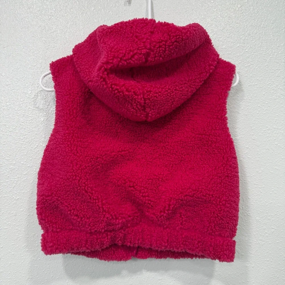 Old Navy‎ Girls Sherpa Fleece Lined Hooded Vest Pink Size Large 10-12