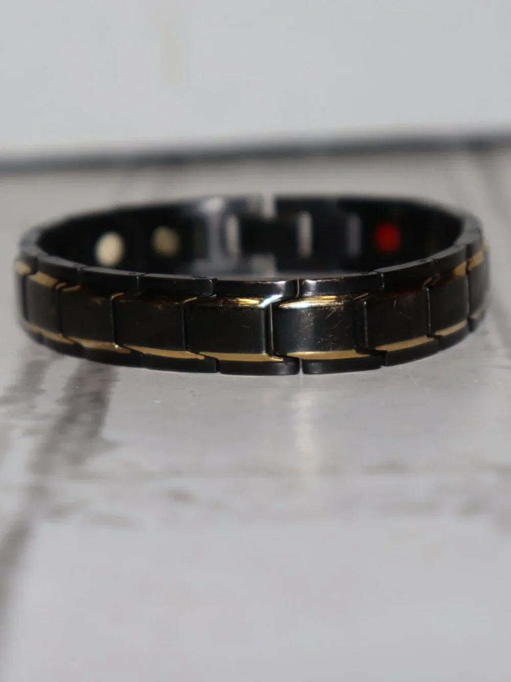 ✨ Men’s Black & Gold Stainless Steel Bracelet · 7.75
