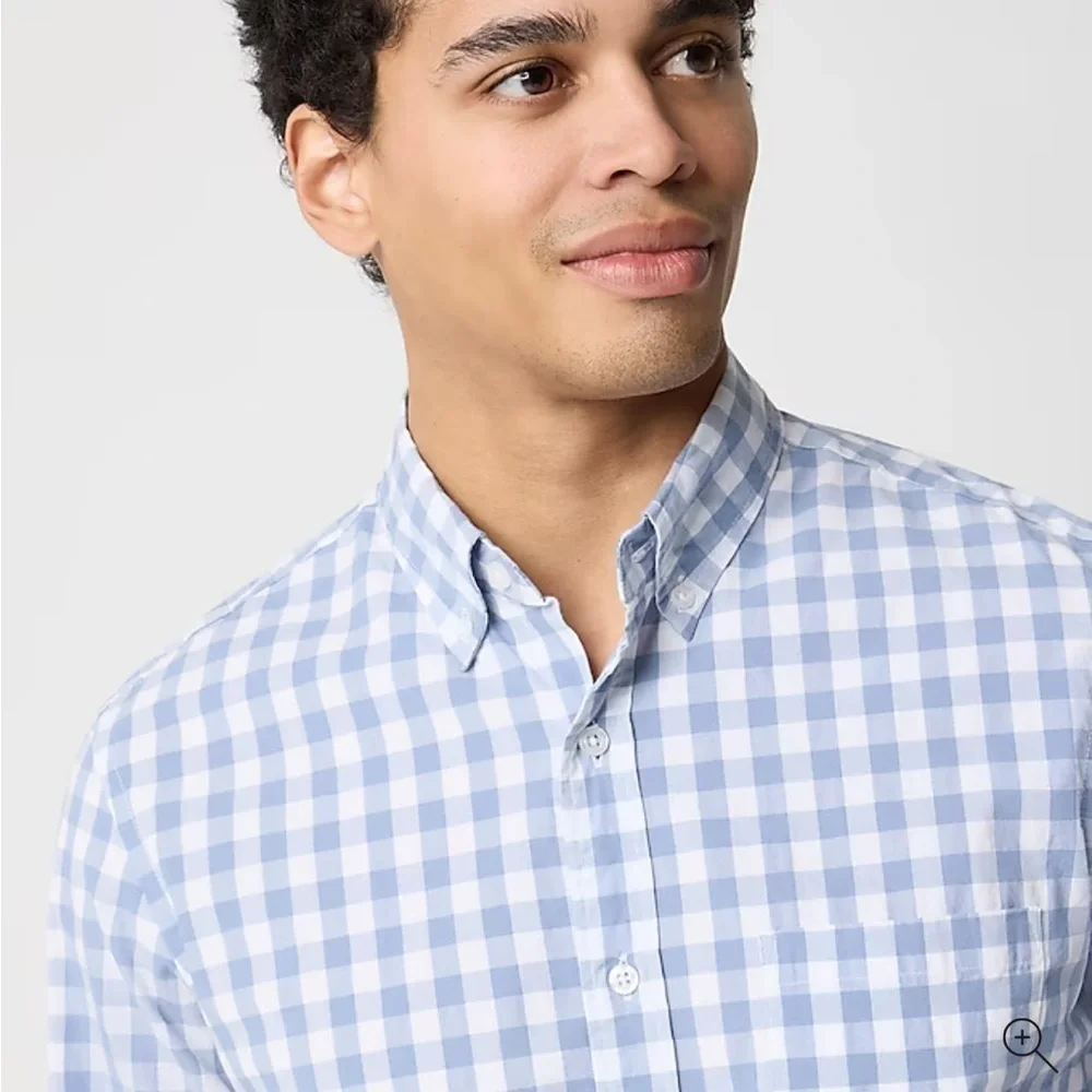 J crew stone blue white Slim flex casual shirt