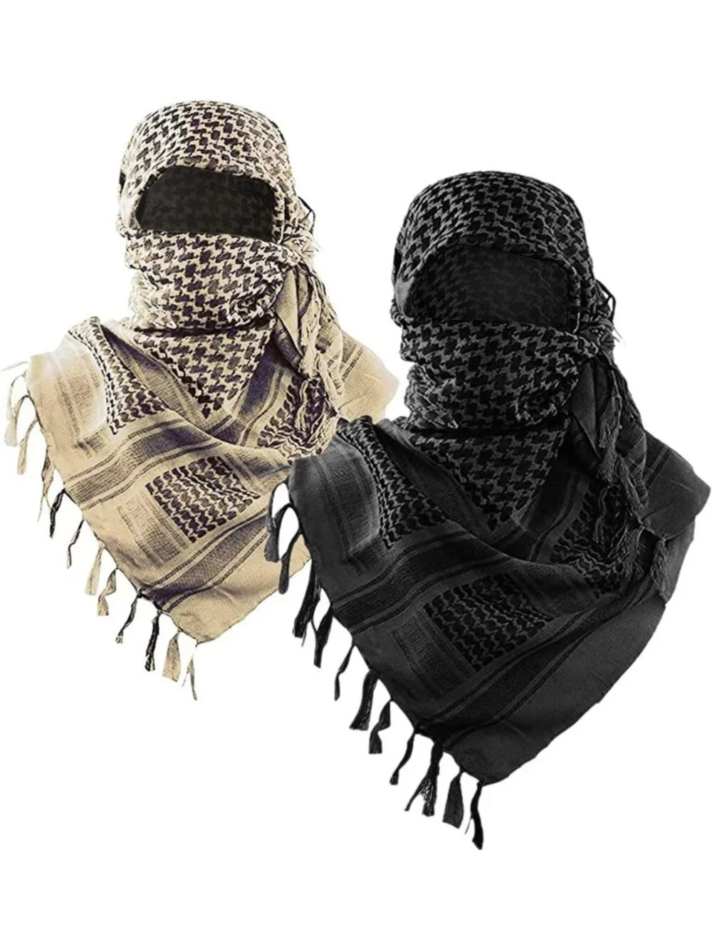 Tactical Desert Shemagh Scarf - 100% Cotton Keffiyeh Wrap for Men & Women